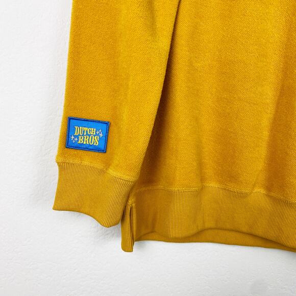 Dutch Bros Fuzzy French Terry Crewneck Sweatshirt Gold Small - Picture 4 of 5